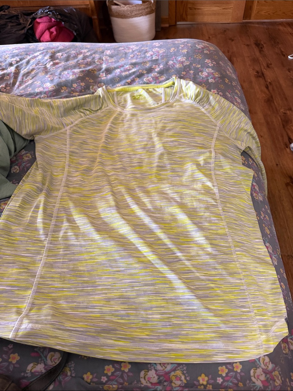 Koppen Women's Long-Sleeve Space-Dye Top in Yellow and Gray